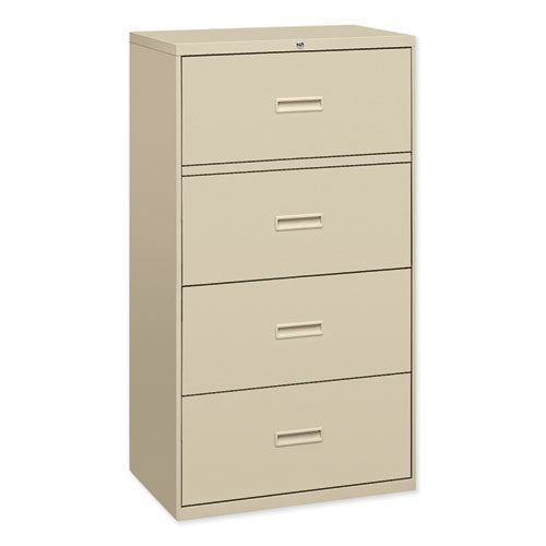 HON® wholesale. HON® 400 Series Four-drawer Lateral File, 36w X 18d X 52.5h, Putty. HSD Wholesale: Janitorial Supplies, Breakroom Supplies, Office Supplies.