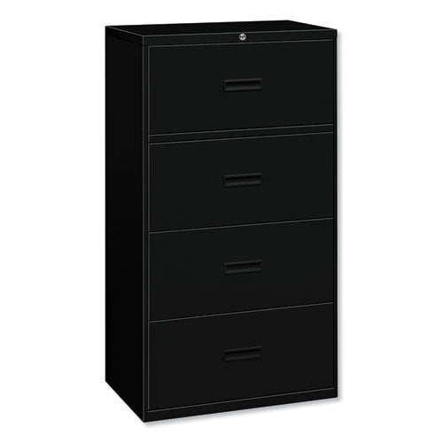 HON® wholesale. HON® 400 Series Four-drawer Lateral File, 36w X 18d X 52.5h, Black. HSD Wholesale: Janitorial Supplies, Breakroom Supplies, Office Supplies.