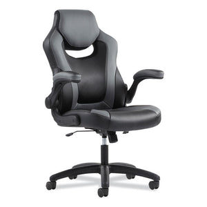 Sadie™ wholesale. 9-one-one High-back Racing Style Chair With Flip-up Arms, Supports Up To 225 Lbs., Black Seat-gray Back, Black Base. HSD Wholesale: Janitorial Supplies, Breakroom Supplies, Office Supplies.