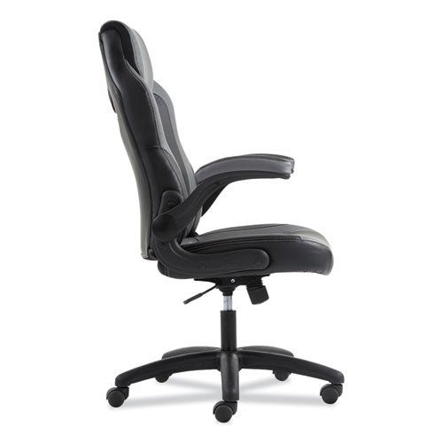 Sadie™ wholesale. 9-one-one High-back Racing Style Chair With Flip-up Arms, Supports Up To 225 Lbs., Black Seat-gray Back, Black Base. HSD Wholesale: Janitorial Supplies, Breakroom Supplies, Office Supplies.
