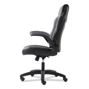 Sadie™ wholesale. 9-one-one High-back Racing Style Chair With Flip-up Arms, Supports Up To 225 Lbs., Black Seat-gray Back, Black Base. HSD Wholesale: Janitorial Supplies, Breakroom Supplies, Office Supplies.