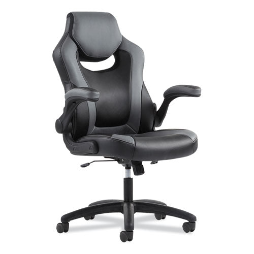 Sadie™ wholesale. 9-one-one High-back Racing Style Chair With Flip-up Arms, Supports Up To 225 Lbs., Black Seat-gray Back, Black Base. HSD Wholesale: Janitorial Supplies, Breakroom Supplies, Office Supplies.