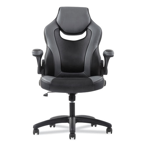 Sadie™ wholesale. 9-one-one High-back Racing Style Chair With Flip-up Arms, Supports Up To 225 Lbs., Black Seat-gray Back, Black Base. HSD Wholesale: Janitorial Supplies, Breakroom Supplies, Office Supplies.