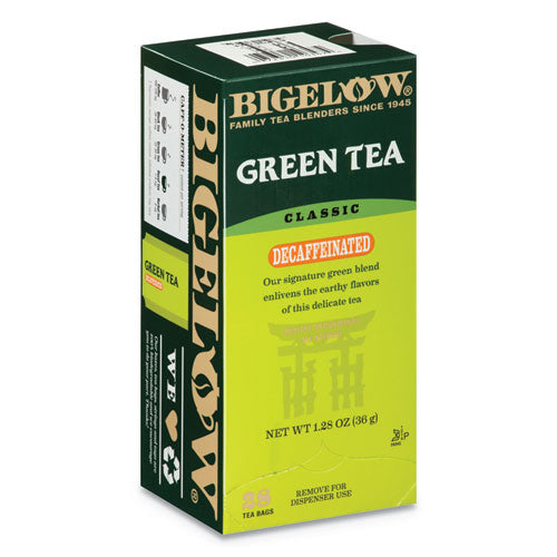 Bigelow® wholesale. BIGELOW Decaffeinated Green Tea, Green Decaf, 0.34 Lbs, 28-box. HSD Wholesale: Janitorial Supplies, Breakroom Supplies, Office Supplies.