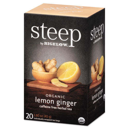 Bigelow® wholesale. BIGELOW Steep Tea, Lemon Ginger, 1.6 Oz Tea Bag, 20-box. HSD Wholesale: Janitorial Supplies, Breakroom Supplies, Office Supplies.