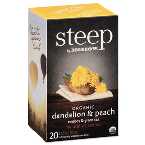 Bigelow® wholesale. BIGELOW Steep Tea, Dandelion And Peach, 1.18 Oz Tea Bag, 20-box. HSD Wholesale: Janitorial Supplies, Breakroom Supplies, Office Supplies.