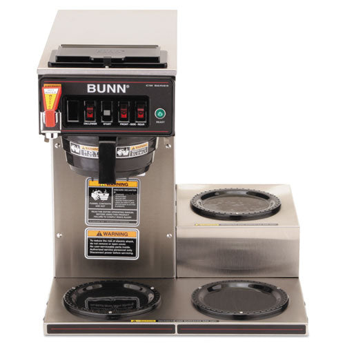 BUNN® wholesale. Cwtf-3 Three Burner Automatic Coffee Brewer, Stainless Steel, Black. HSD Wholesale: Janitorial Supplies, Breakroom Supplies, Office Supplies.