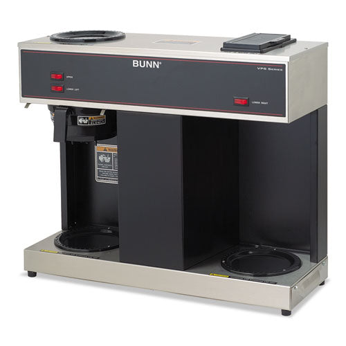 BUNN® wholesale. Pour-o-matic Three-burner Pour-over Coffee Brewer, Stainless Steel, Black. HSD Wholesale: Janitorial Supplies, Breakroom Supplies, Office Supplies.