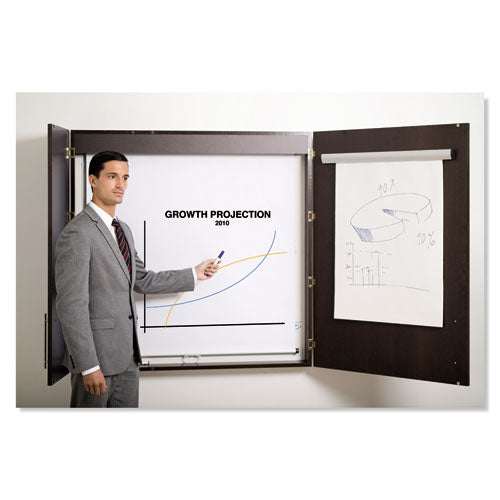 MasterVision® wholesale. Conference Cabinet, Porcelain Magnetic, Dry Erase, 48 X 48, Ebony. HSD Wholesale: Janitorial Supplies, Breakroom Supplies, Office Supplies.