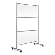 MasterVision® wholesale. Protector Series Mobile Glass Panel Divider, 68.5 X 22 X 50, Clear-aluminum. HSD Wholesale: Janitorial Supplies, Breakroom Supplies, Office Supplies.