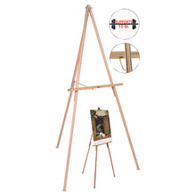 Load image into Gallery viewer, MasterVision® wholesale. Oak Display Tripod Easel, 60&quot;, Wood-brass. HSD Wholesale: Janitorial Supplies, Breakroom Supplies, Office Supplies.