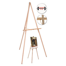 Load image into Gallery viewer, MasterVision® wholesale. Oak Display Tripod Easel, 60&quot;, Wood-brass. HSD Wholesale: Janitorial Supplies, Breakroom Supplies, Office Supplies.