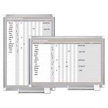 Load image into Gallery viewer, MasterVision® wholesale. In-out Magnetic Dry Erase Board, 24x36, Silver Frame. HSD Wholesale: Janitorial Supplies, Breakroom Supplies, Office Supplies.