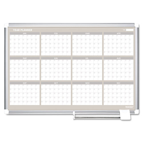MasterVision® wholesale. 12 Month Year Planner, 36x24, Aluminum Frame. HSD Wholesale: Janitorial Supplies, Breakroom Supplies, Office Supplies.