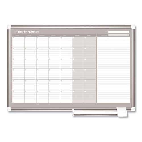 MasterVision® wholesale. Monthly Planner, 36x24, Silver Frame. HSD Wholesale: Janitorial Supplies, Breakroom Supplies, Office Supplies.