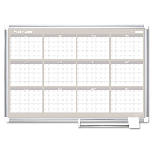 MasterVision® wholesale. 12 Month Planner, 48x36, Aluminum Frame. HSD Wholesale: Janitorial Supplies, Breakroom Supplies, Office Supplies.