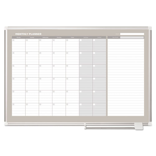 MasterVision® wholesale. Monthly Planner, 48x36, Silver Frame. HSD Wholesale: Janitorial Supplies, Breakroom Supplies, Office Supplies.