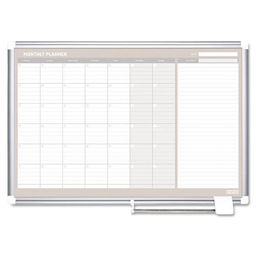 MasterVision® wholesale. Monthly Planner, 48x36, Silver Frame. HSD Wholesale: Janitorial Supplies, Breakroom Supplies, Office Supplies.