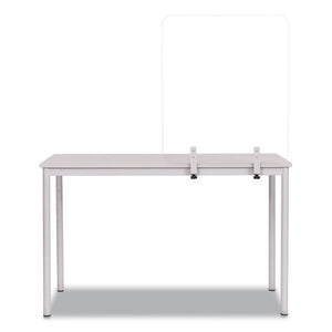 MasterVision® wholesale. Protector Series Frameless Glass Desktop Divider, 35.4 X 0.16 X 35.4, Clear-aluminum. HSD Wholesale: Janitorial Supplies, Breakroom Supplies, Office Supplies.