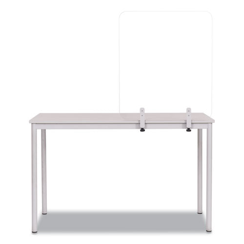 MasterVision® wholesale. Protector Series Frameless Glass Desktop Divider, 35.4 X 0.16 X 35.4, Clear-aluminum. HSD Wholesale: Janitorial Supplies, Breakroom Supplies, Office Supplies.