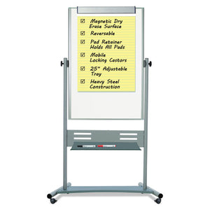 MasterVision® wholesale. Magnetic Reversible Mobile Easel, Vertical Orientation, 35.4" X 47.2", Board, 80" Tall Easel, White-silver. HSD Wholesale: Janitorial Supplies, Breakroom Supplies, Office Supplies.