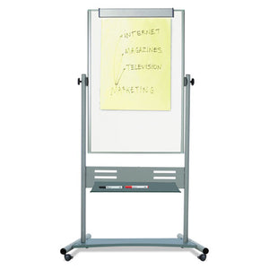 MasterVision® wholesale. Magnetic Reversible Mobile Easel, Vertical Orientation, 35.4" X 47.2", Board, 80" Tall Easel, White-silver. HSD Wholesale: Janitorial Supplies, Breakroom Supplies, Office Supplies.