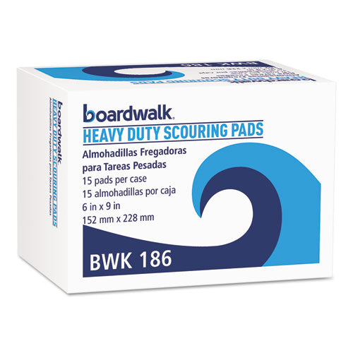 Boardwalk® wholesale. Boardwalk Heavy-duty Scour Pad, Green, 6 X 9, 15-carton. HSD Wholesale: Janitorial Supplies, Breakroom Supplies, Office Supplies.