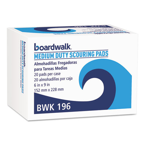 Boardwalk® wholesale. Boardwalk Medium Duty Scour Pad, Green, 6 X 9, 20-carton. HSD Wholesale: Janitorial Supplies, Breakroom Supplies, Office Supplies.