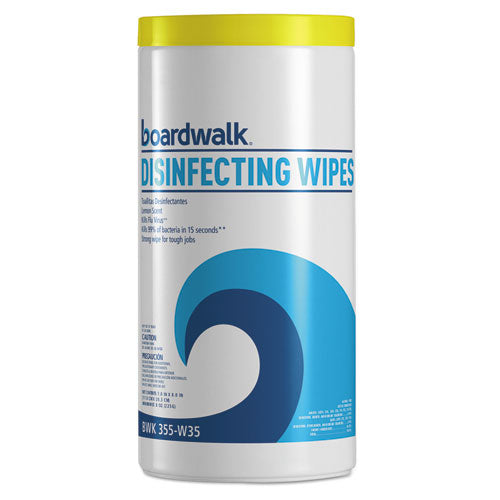 Boardwalk® wholesale. Boardwalk Disinfecting Wipes, 8 X 7, Lemon Scent, 35-canister, 12 Canisters-carton. HSD Wholesale: Janitorial Supplies, Breakroom Supplies, Office Supplies.