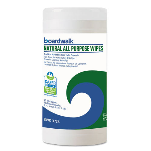 Boardwalk® wholesale. Boardwalk Natural All Purpose Wipes, 7 X 8, Unscented, 75 Wipes-canister, 6-carton. HSD Wholesale: Janitorial Supplies, Breakroom Supplies, Office Supplies.