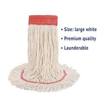 Load image into Gallery viewer, Boardwalk® wholesale. Boardwalk Super Loop Wet Mop Head, Cotton-synthetic Fiber, 5&quot; Headband, Large Size, White, 12-carton. HSD Wholesale: Janitorial Supplies, Breakroom Supplies, Office Supplies.