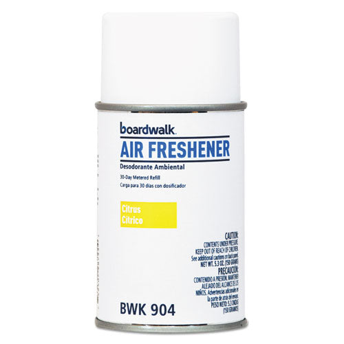 Boardwalk® wholesale. Boardwalk Metered Air Freshener Refill, Citrus Sunrise, 5.3 Oz Aerosol, 12-carton. HSD Wholesale: Janitorial Supplies, Breakroom Supplies, Office Supplies.