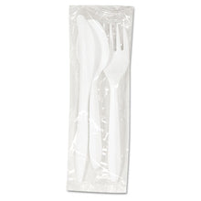 Load image into Gallery viewer, Boardwalk® wholesale. Boardwalk Three-piece Cutlery Kit, Fork-knife-teaspoon, Polypropylene, White, 250-carton. HSD Wholesale: Janitorial Supplies, Breakroom Supplies, Office Supplies.