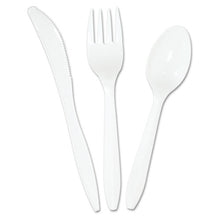 Load image into Gallery viewer, Boardwalk® wholesale. Boardwalk Three-piece Cutlery Kit, Fork-knife-teaspoon, Polypropylene, White, 250-carton. HSD Wholesale: Janitorial Supplies, Breakroom Supplies, Office Supplies.