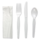 Boardwalk® wholesale. Boardwalk Four-piece Cutlery Kit, Fork-knife-napkin-teaspoon, Heavyweight, White, 250-carton. HSD Wholesale: Janitorial Supplies, Breakroom Supplies, Office Supplies.
