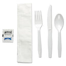 Boardwalk® wholesale. Boardwalk Six-piece Cutlery Kit, Condiment-fork-knife-napkin-teaspoon, White, 250-carton. HSD Wholesale: Janitorial Supplies, Breakroom Supplies, Office Supplies.
