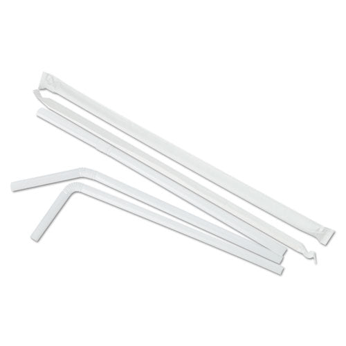 Boardwalk® wholesale. Boardwalk Flexible Wrapped Straws, 7 3-4", White, 500-pack, 20 Packs-carton. HSD Wholesale: Janitorial Supplies, Breakroom Supplies, Office Supplies.