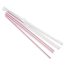 Load image into Gallery viewer, Boardwalk® wholesale. Boardwalk Wrapped Jumbo Straws, 7 3-4&quot;, Plastic, Red W-white Stripe, 400-pack, 25 Packs-ct. HSD Wholesale: Janitorial Supplies, Breakroom Supplies, Office Supplies.