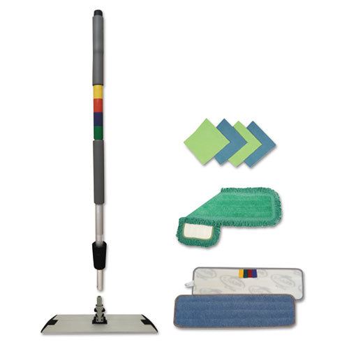 Boardwalk® wholesale. Boardwalk Microfiber Mopping Kit, 18" Mop Head, 35-60"handle, Blue-green-gray. HSD Wholesale: Janitorial Supplies, Breakroom Supplies, Office Supplies.