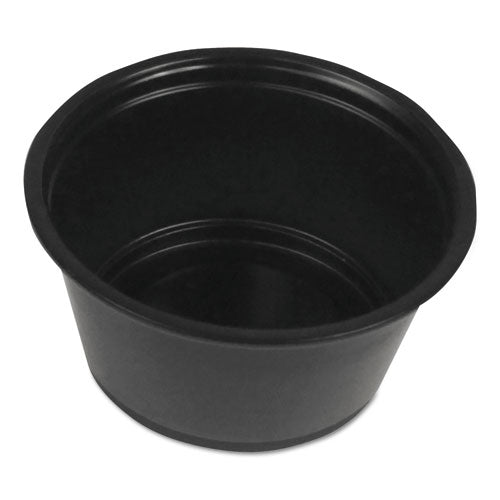 Boardwalk® wholesale. Soufflé-portion Cups, 2 Oz, Polypropylene, Black, 20 Cups-sleeve, 125 Sleeves-carton. HSD Wholesale: Janitorial Supplies, Breakroom Supplies, Office Supplies.