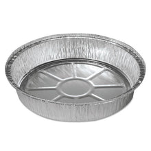 Load image into Gallery viewer, Boardwalk® wholesale. Round Aluminum To-go Containers, 48 Oz, 9&quot; Diameter X 1.66&quot;h, Silver, 500-carton. HSD Wholesale: Janitorial Supplies, Breakroom Supplies, Office Supplies.