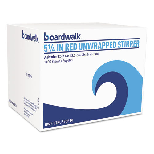 Boardwalk® wholesale. Boardwalk Single-tube Stir-straws, 5 1-4", Red, 1000-pack, 10-carton. HSD Wholesale: Janitorial Supplies, Breakroom Supplies, Office Supplies.
