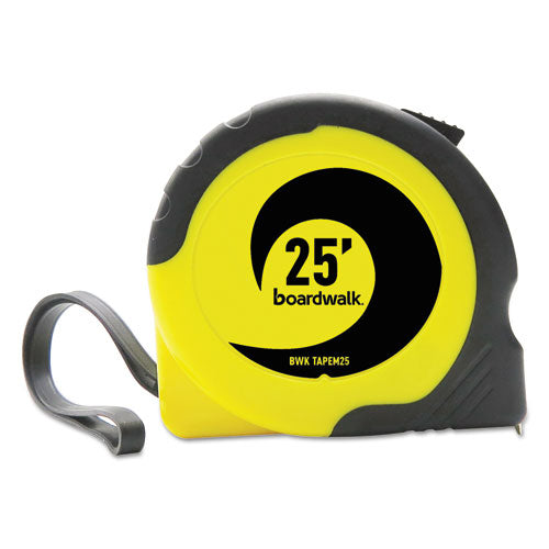 Boardwalk® wholesale. Boardwalk Easy Grip Tape Measure, 25 Ft, Plastic Case, Black And Yellow, 1-16" Graduations. HSD Wholesale: Janitorial Supplies, Breakroom Supplies, Office Supplies.