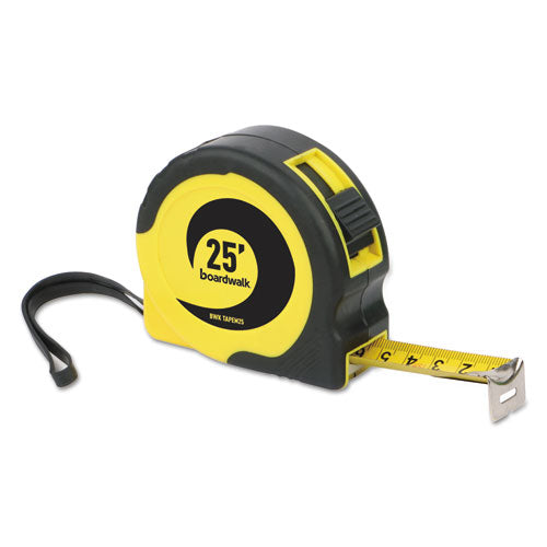 Boardwalk® wholesale. Boardwalk Easy Grip Tape Measure, 25 Ft, Plastic Case, Black And Yellow, 1-16" Graduations. HSD Wholesale: Janitorial Supplies, Breakroom Supplies, Office Supplies.