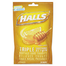 HALLS wholesale. Triple Action Cough Drops, Honey-lemon, 30-bag, 12 Bags-box. HSD Wholesale: Janitorial Supplies, Breakroom Supplies, Office Supplies.