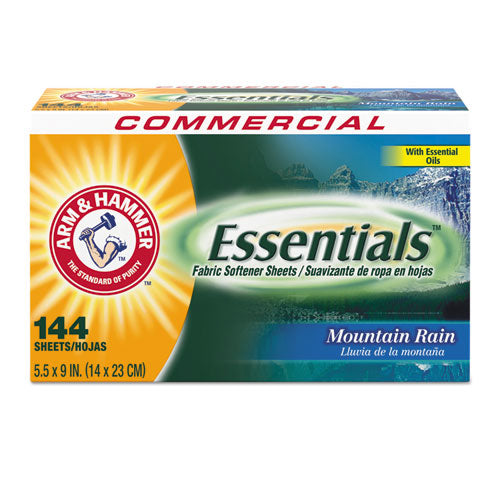 Arm & Hammer™ wholesale. Essentials Dryer Sheets, Mountain Rain, 144 Sheets-box. HSD Wholesale: Janitorial Supplies, Breakroom Supplies, Office Supplies.