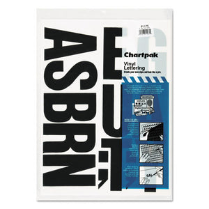 Chartpak® wholesale. Press-on Vinyl Uppercase Letters, Self Adhesive, Black, 4"h, 58-pack. HSD Wholesale: Janitorial Supplies, Breakroom Supplies, Office Supplies.