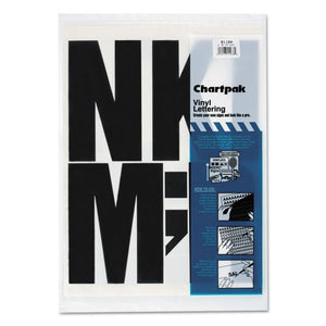 Chartpak® wholesale. Press-on Vinyl Uppercase Letters, Self Adhesive, Black, 6"h, 38-pack. HSD Wholesale: Janitorial Supplies, Breakroom Supplies, Office Supplies.