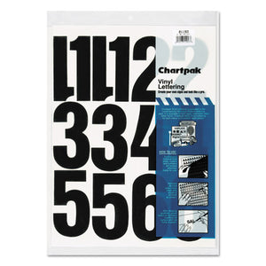 Chartpak® wholesale. Press-on Vinyl Numbers, Self Adhesive, Black, 4"h, 23-pack. HSD Wholesale: Janitorial Supplies, Breakroom Supplies, Office Supplies.