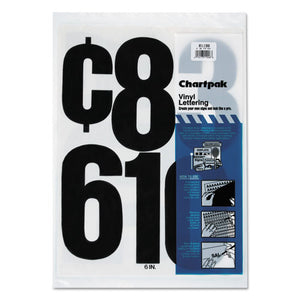 Chartpak® wholesale. Press-on Vinyl Numbers, Self Adhesive, Black, 6"h, 21-pack. HSD Wholesale: Janitorial Supplies, Breakroom Supplies, Office Supplies.